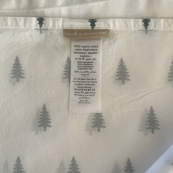 Pottery Barn Teen Organic Cotton XL Twin Flat/Fitted Sheet Set Pine Tree Xmas - Picture 3 of 3